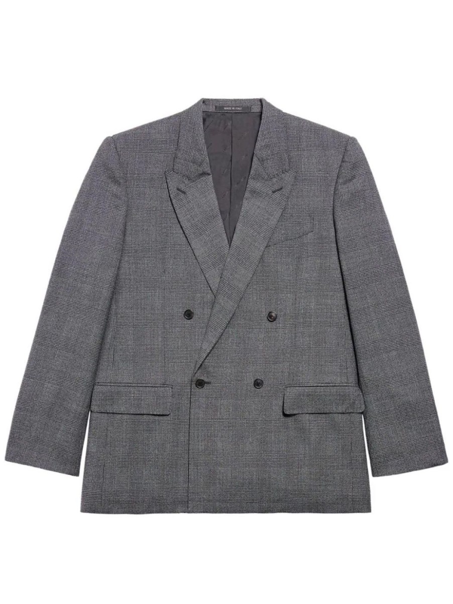 Herren BALENCIAGA Jacken & Westen | Doppelreihiger Blazer Mit Karo