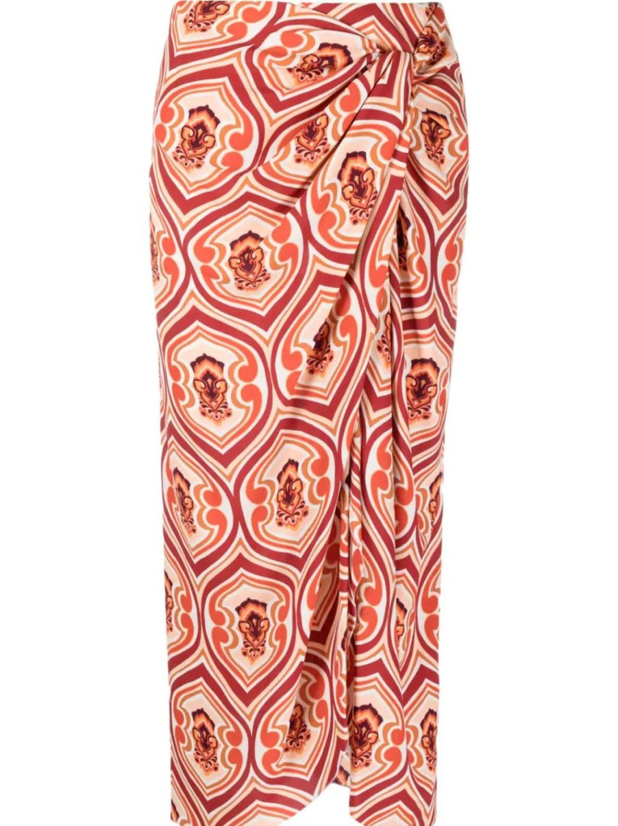 Damen ETRO Rocke | Sarong-Rock Mit Grafikdruck In Orange