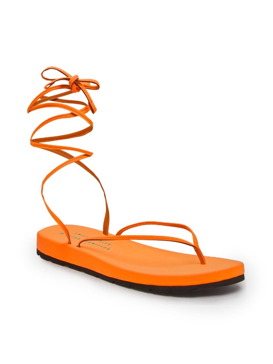 Damen BETTINA VERMILLON Flache Sandalen | Jenifer Sandalen In Neonorange