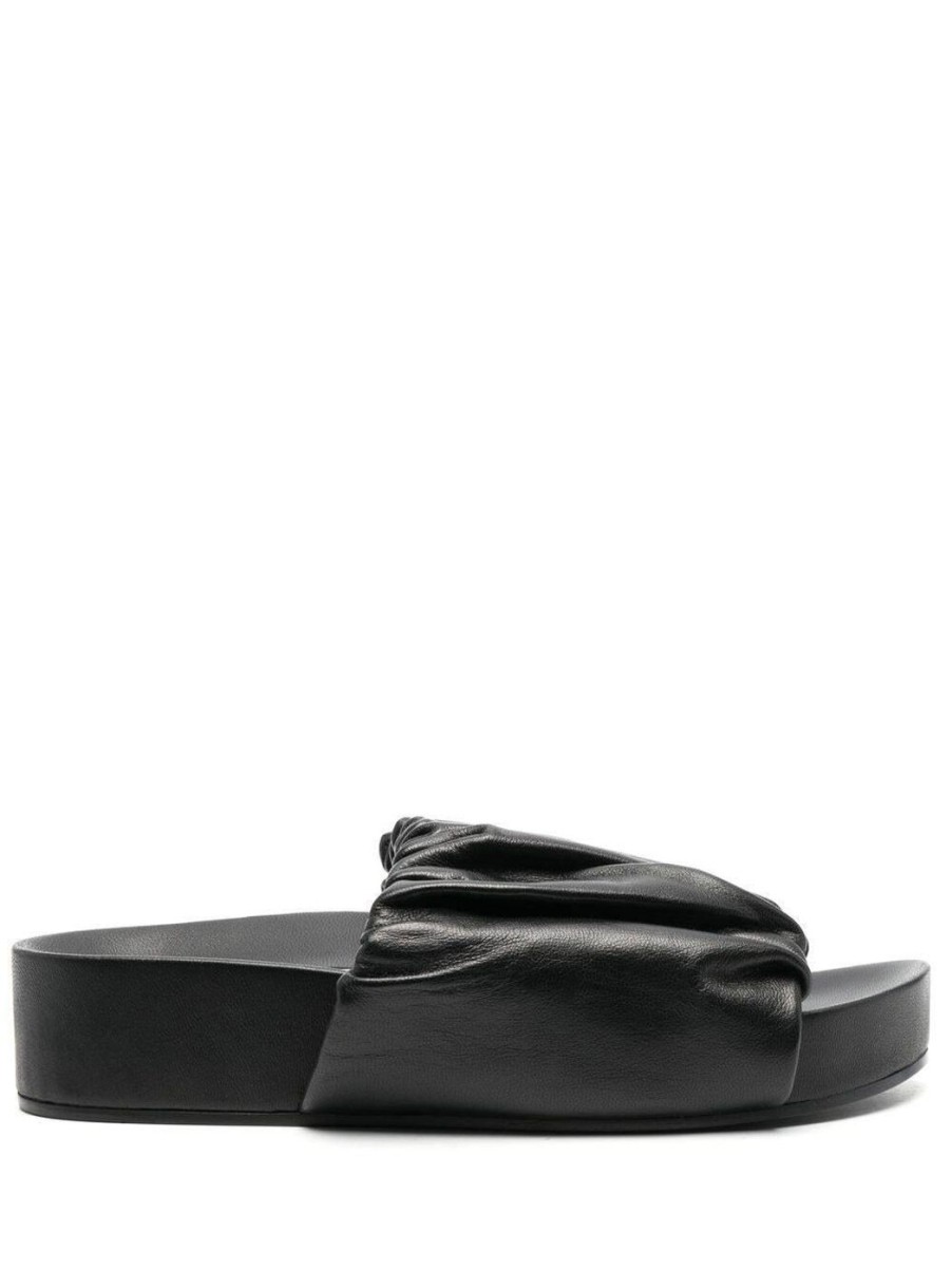 Damen JIL SANDER Flache Sandalen | Ruched Leather Slides