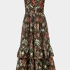 Damen ULLA JOHNSON Kleider | Tragerkleid Mit Blumenprint In Khaki