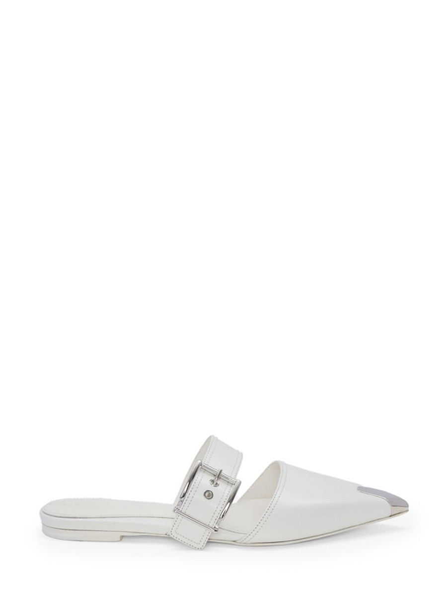 Damen ALEXANDER MCQUEEN Mules & Pantoletten Flach | Flache Pantoletten Mit Metallspitze