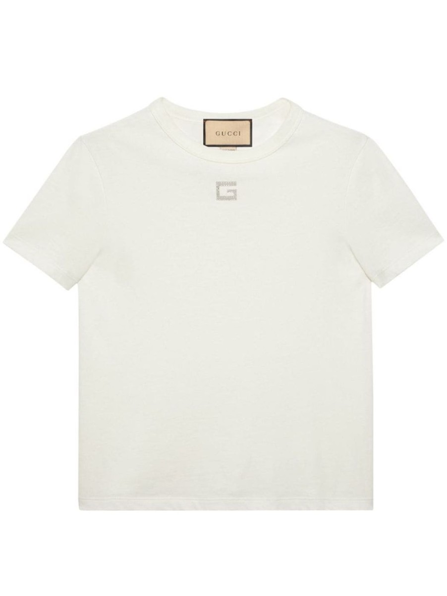 Damen GUCCI T-Shirts | T-Shirt Mit Square G Aus Kristallen