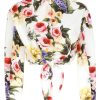 Damen DOLCE & GABBANA Blusen | Kurze Schleifenbluse Mit Garten-Print