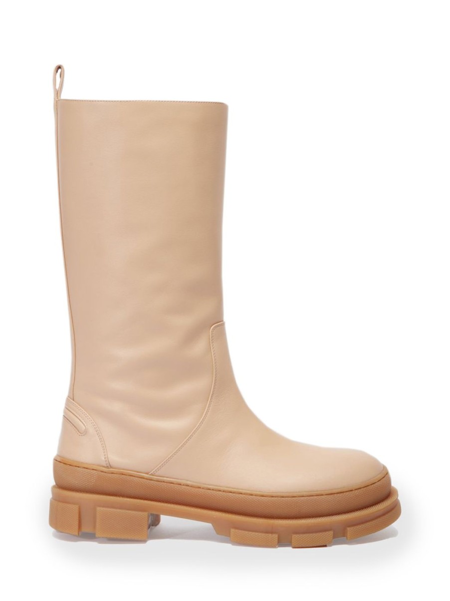 Damen BETTINA VERMILLON Bikerboots | Marie Biker-Stiefel In Beige