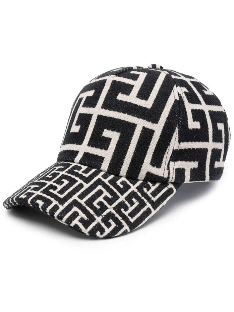 Herren BALMAIN Mutzen, Caps & Hute | Kappe Aus Monogramm-Jacquard