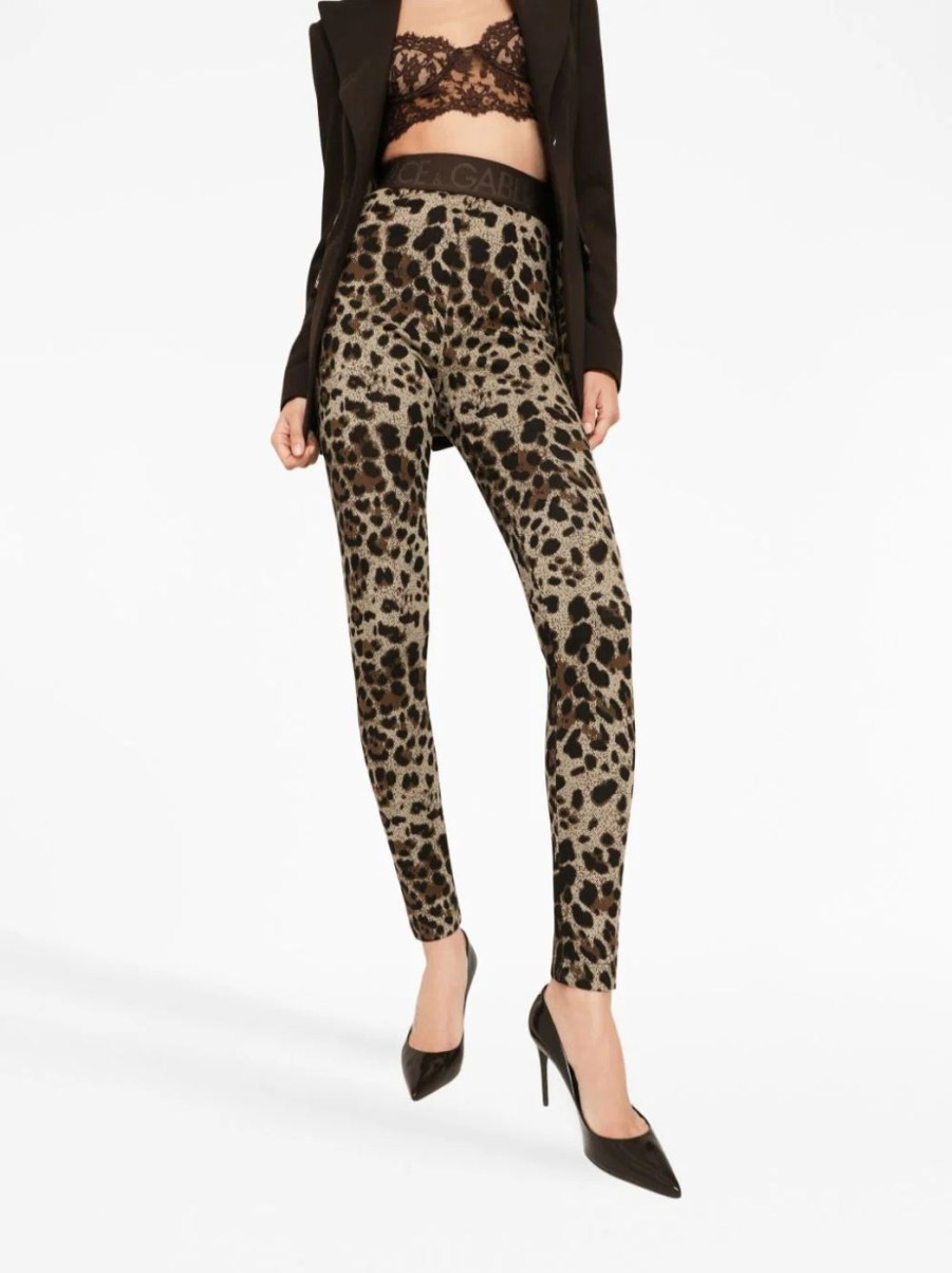 Damen DOLCE & GABBANA Leggings | Leggins Mit Leopardenmuster