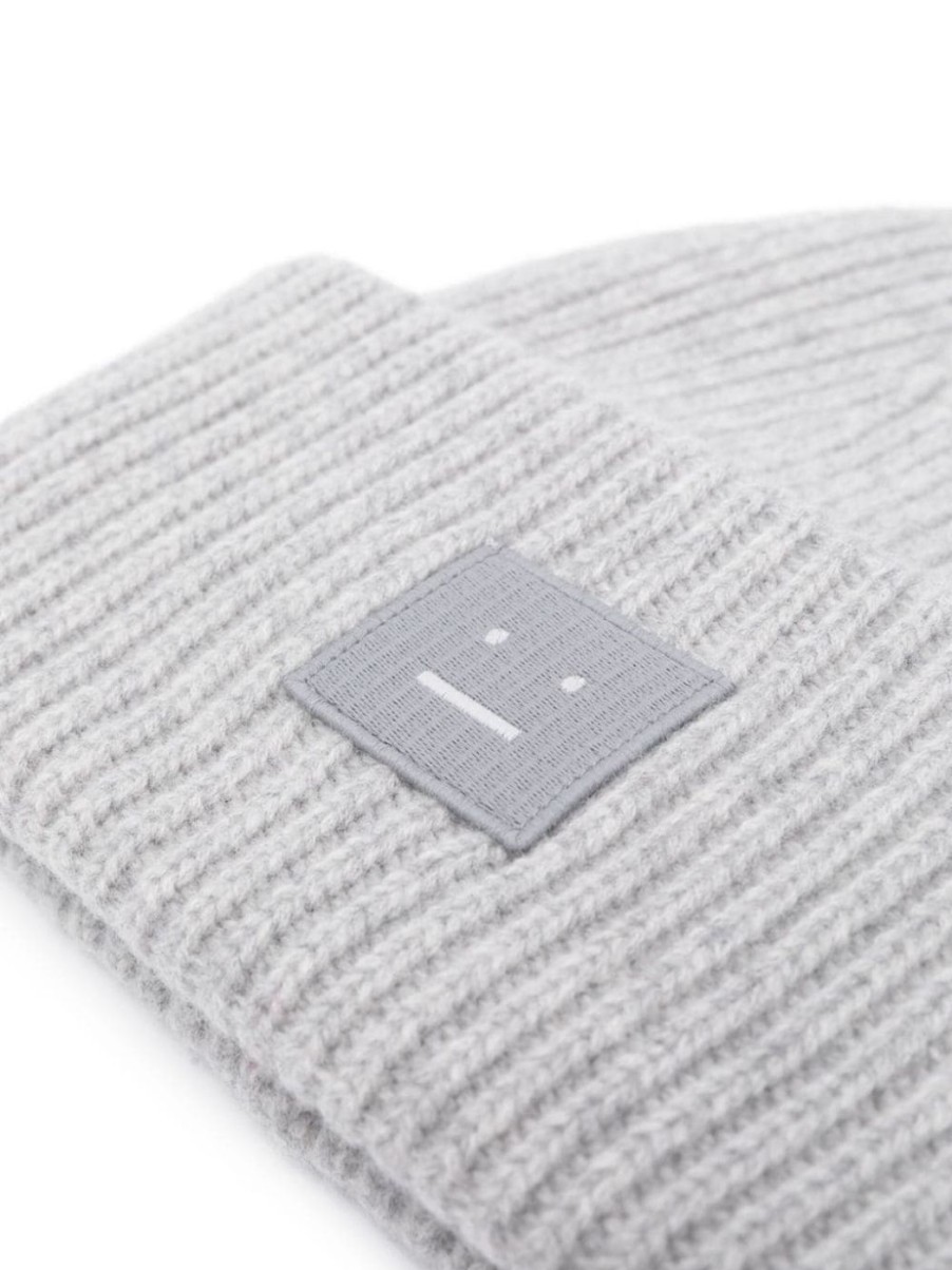 Damen ACNE STUDIOS Mutzen & Hute | Beanie Mit Grosem Face-Logo