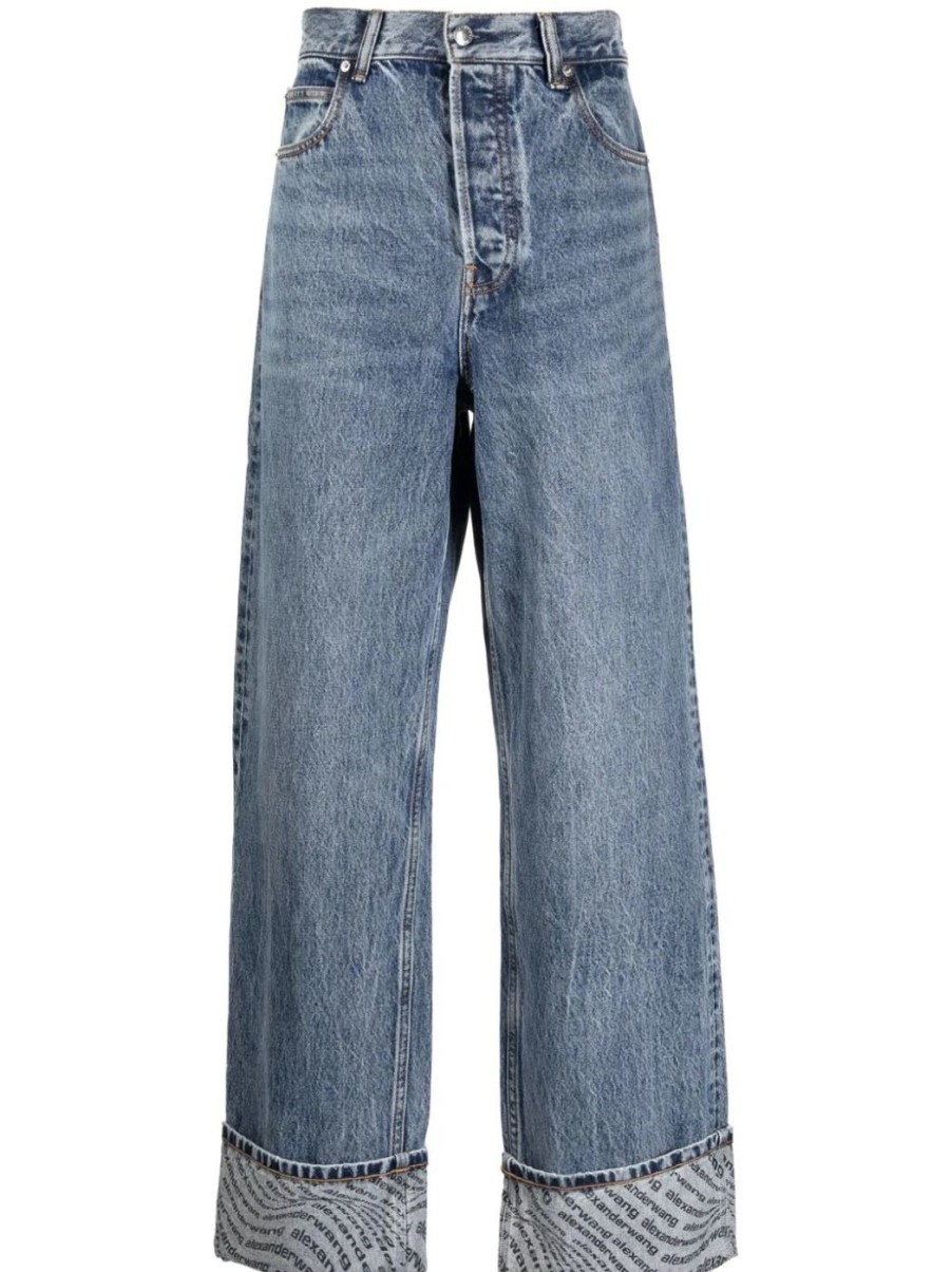 Damen ALEXANDER WANG Hosen & Jumpsuits | Logo Wide-Leg Jeans