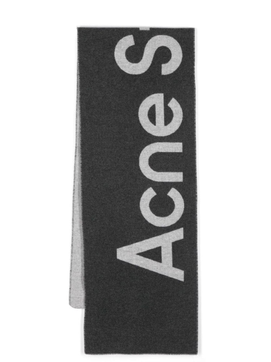 Damen ACNE STUDIOS Schals & Tucher | Schmaler Schal Mit Logo-Jacquardmuster