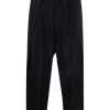 Herren BALMAIN Hosen | Plissierte Hose Mit Seitlichen Falten In Schwarz