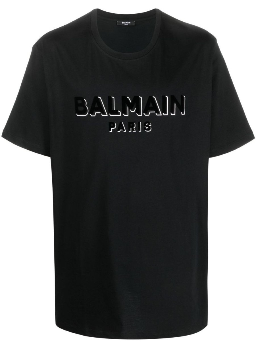 Herren BALMAIN T-Shirts & Polo-Shirts | T-Shirt Mit Logo-Print