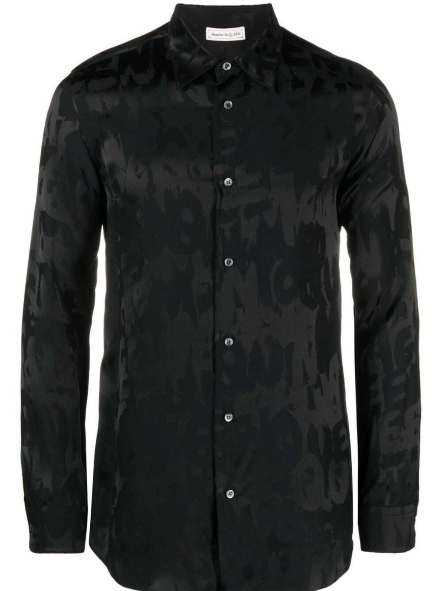 Herren ALEXANDER MCQUEEN Hemden | Hemd Aus Graffiti-Jacquard