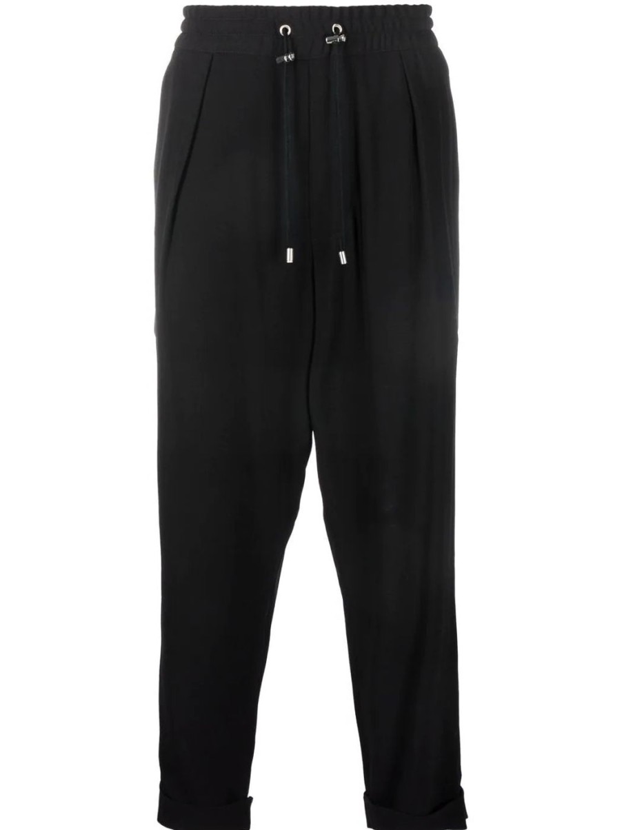 Herren BALMAIN Hosen | Jogginghose Aus Krepp In Schwarz