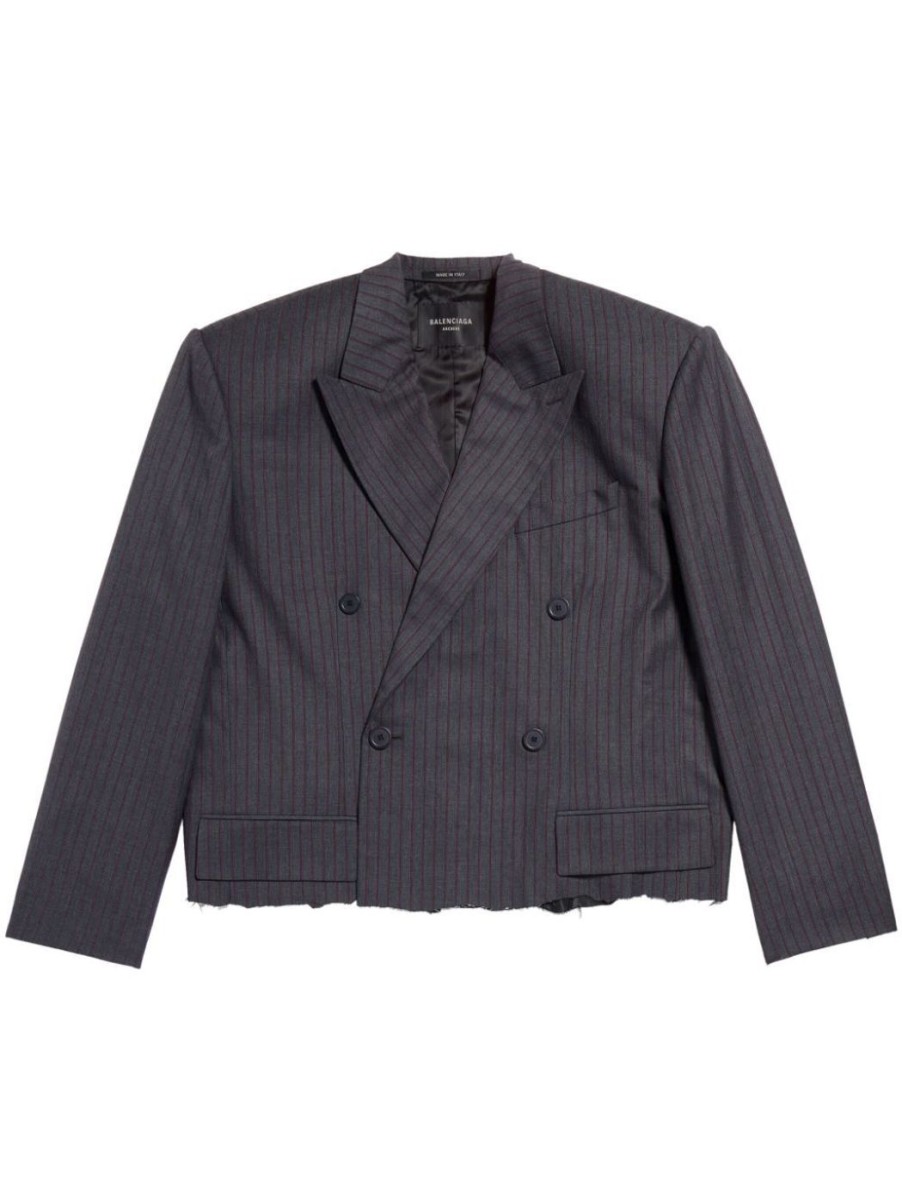 Herren BALENCIAGA Sakkos & Anzuge | Doppelreihiger Cropped Blazer