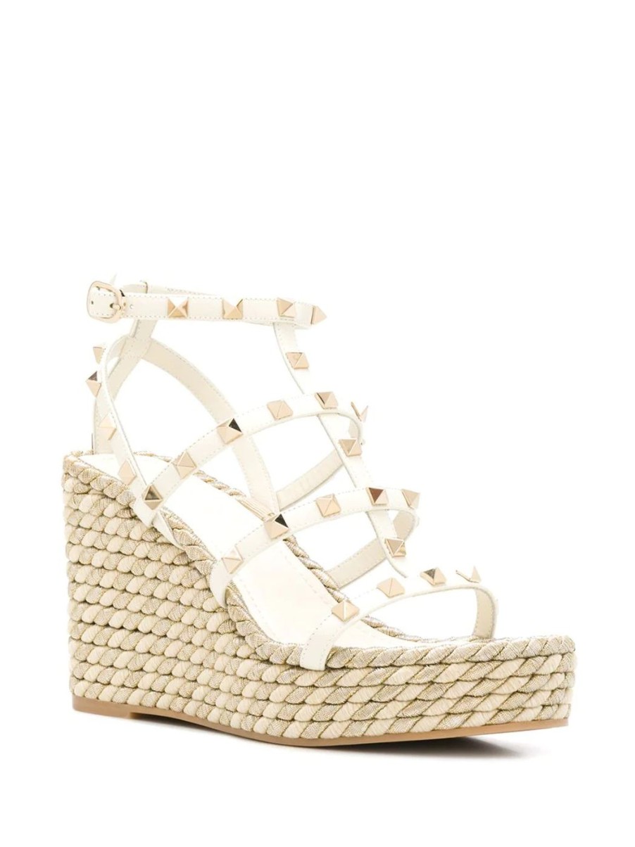 Damen VALENTINO GARAVANI Wedges | Rockstud Keilabsatz-Sandalen In Weis