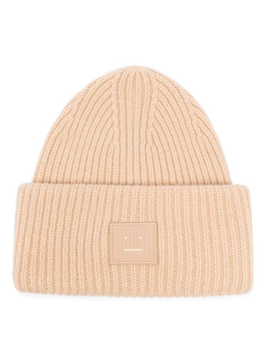 Damen ACNE STUDIOS Mutzen & Hute | Beanie Mit Grosem Face-Logo