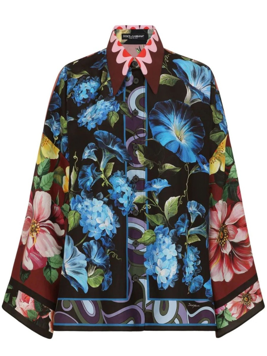 Damen DOLCE & GABBANA Blusen | Oversize-Bluse Mit Blumenprint