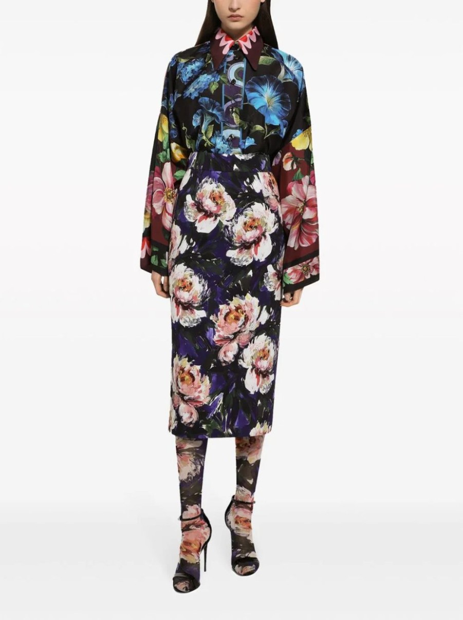 Damen DOLCE & GABBANA Blusen | Oversize-Bluse Mit Blumenprint