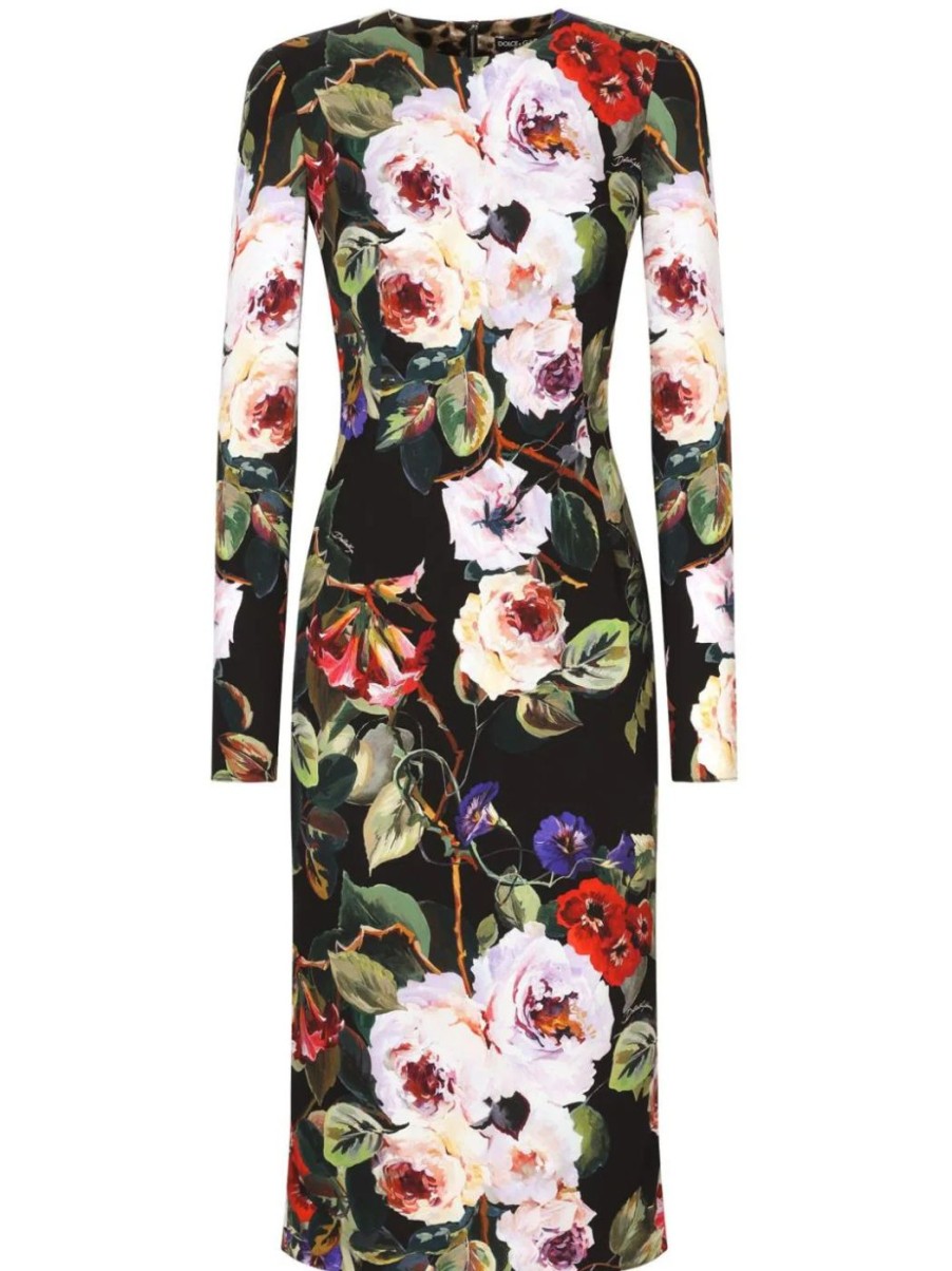 Damen DOLCE & GABBANA Kleider | Schlauchkleid Mit Rosengarten-Print