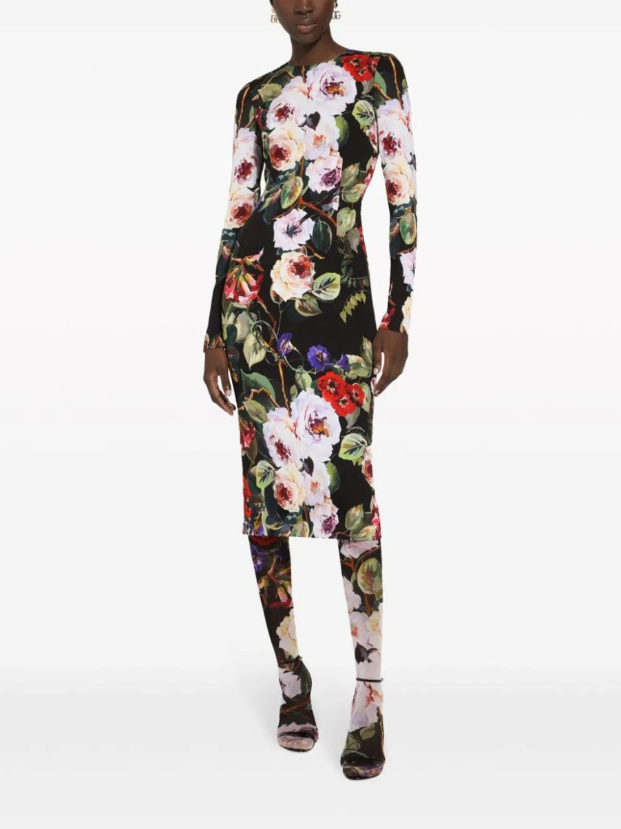 Damen DOLCE & GABBANA Kleider | Schlauchkleid Mit Rosengarten-Print