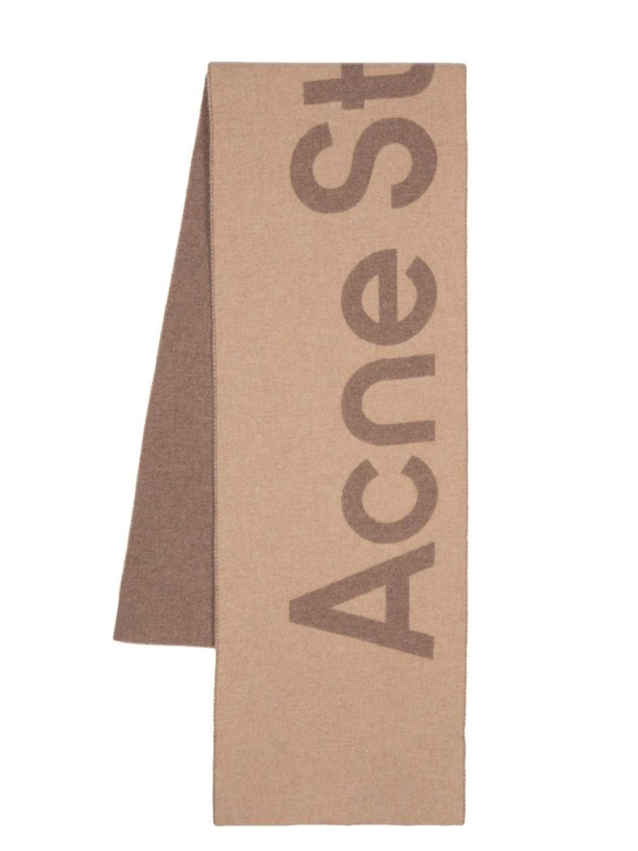 Damen ACNE STUDIOS Schals & Tucher | Schmaler Schal Mit Logo-Jacquardmuster