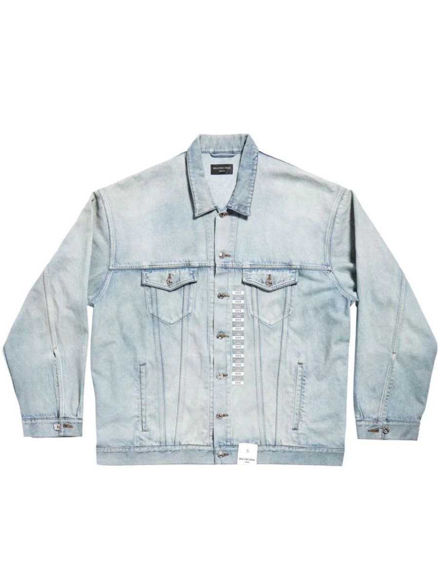 Herren BALENCIAGA Jacken & Westen | Denim Size Sticker Jeansjacke