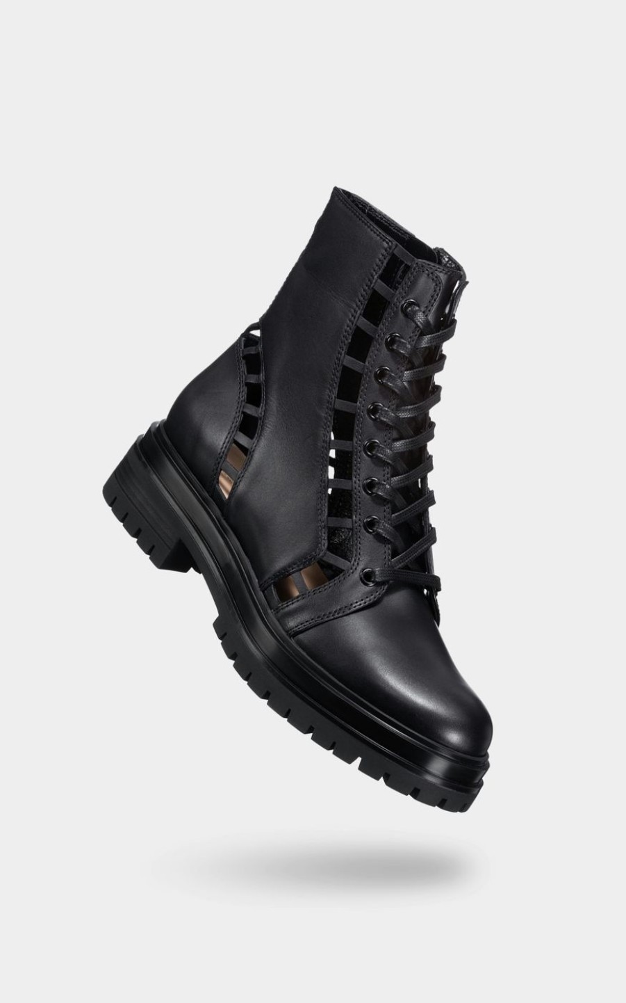 Damen GIANVITO ROSSI Bikerboots | Schwarze Boots Mit Cut Outs