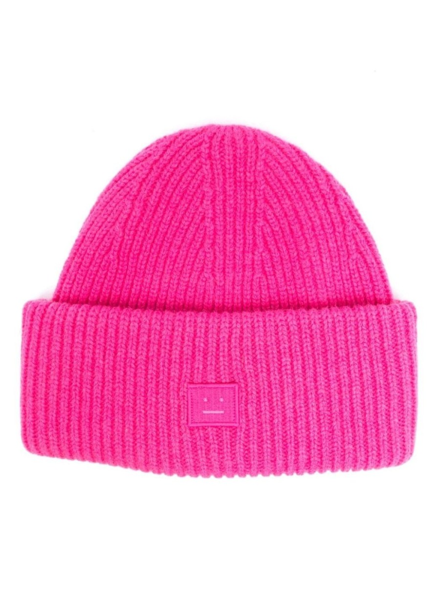 Damen ACNE STUDIOS Mutzen & Hute | Beanie Mit Kleinem Face-Logo