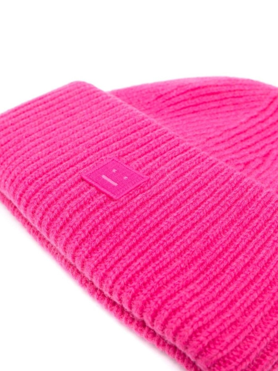 Damen ACNE STUDIOS Mutzen & Hute | Beanie Mit Kleinem Face-Logo