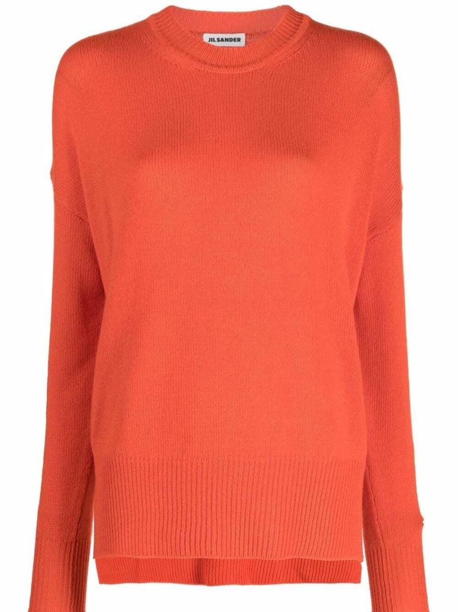 Damen JIL SANDER Sweatshirts & Hoodies | Kaschmir-Pullover Mit Rundhalsausschnitt In Rot