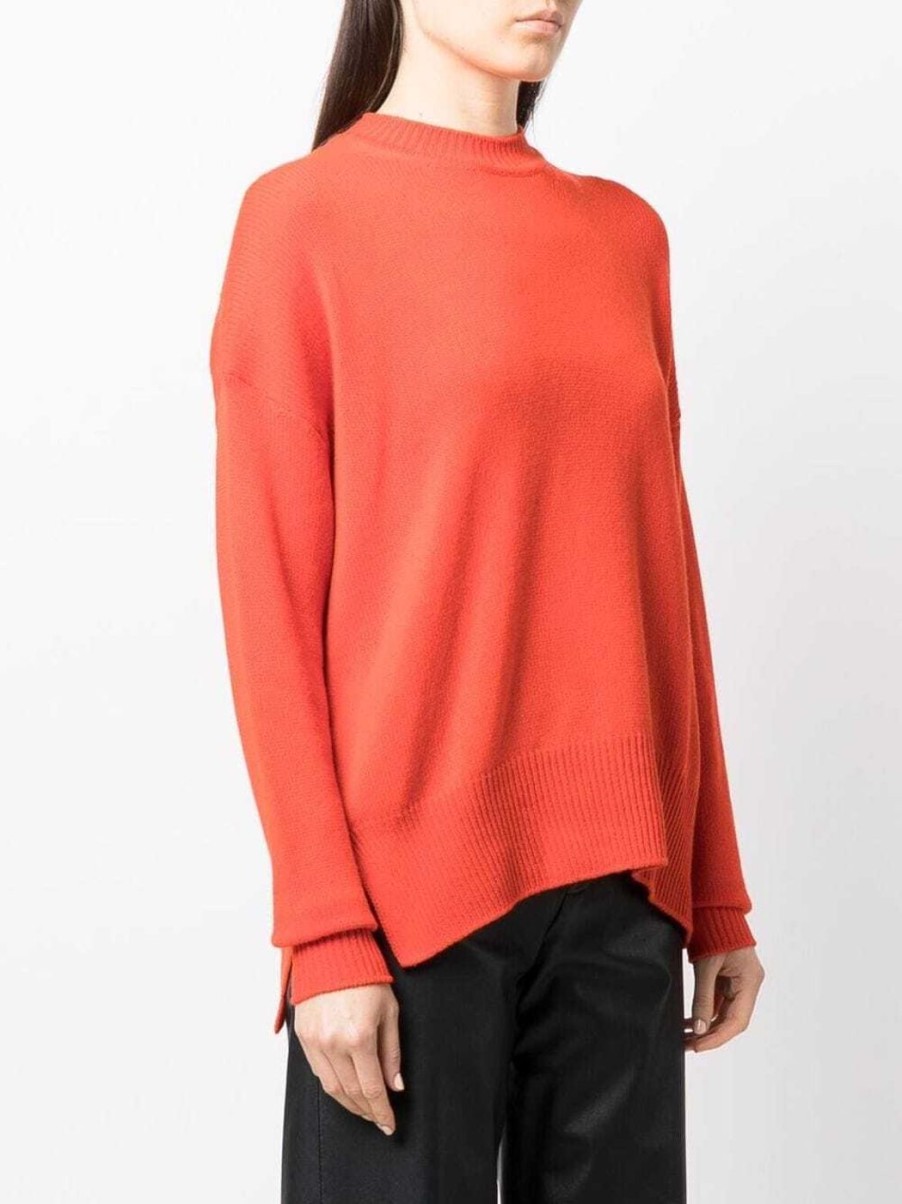 Damen JIL SANDER Sweatshirts & Hoodies | Kaschmir-Pullover Mit Rundhalsausschnitt In Rot